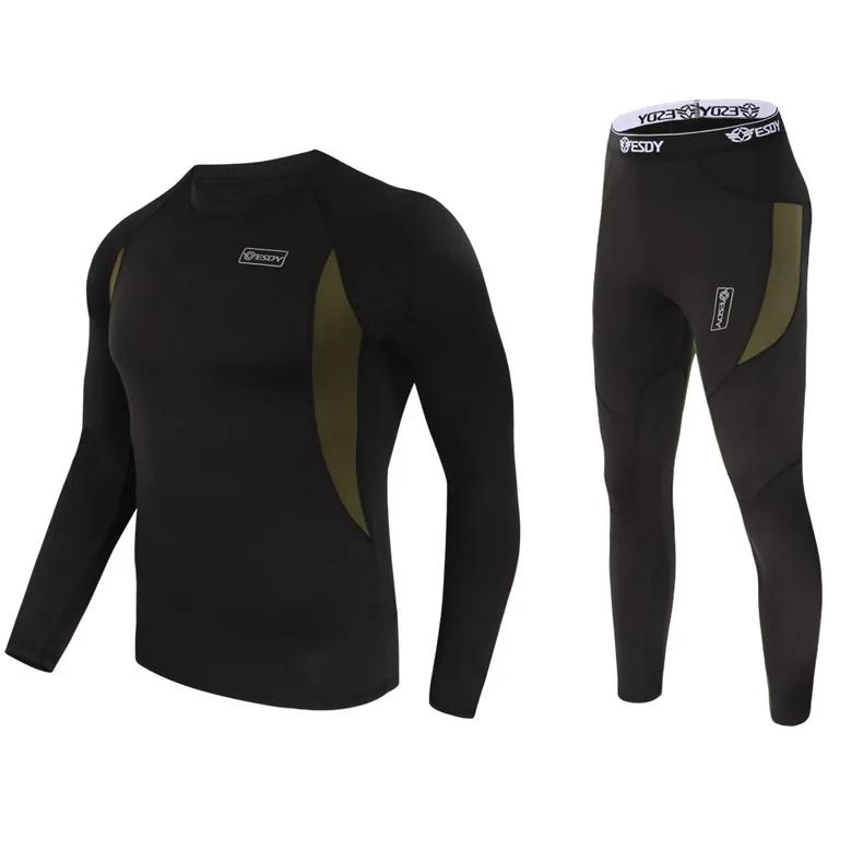 2021 new men thermal underwear sets compression fleece sweat quick drying thermo underwear men clothing